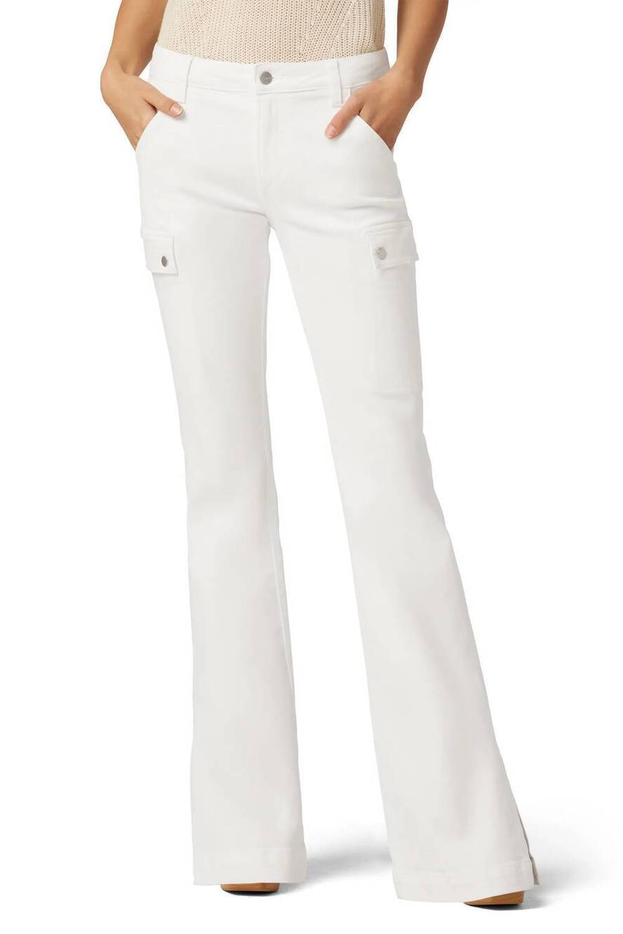 NEW JOE'S JEANS women's frankie mid-rise cargo bootcut jeans in white